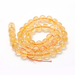 Citrine Natural Citrine Beads Strands, Round, Dyed & Heated, 8mm, Hole: 1mm, about 44pcs/strand, 15.7 inch(40cm)