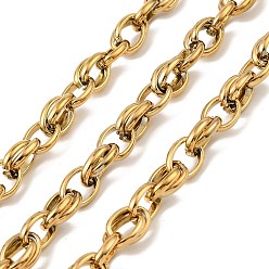 Настоящее золото 18K 304 цепи из нержавеющей стали с овальными звеньями, ионное покрытие (ip), несварные, с катушкой, реальный 18 k позолоченный, ссылка: 11x8x1.2 mm, около 16.40 футов (5 м) / рулон