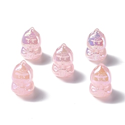 Pink UV Plating Rainbow Iridescent Acrylic Beads, Dinosaur, Pink, 22x15x20.5mm, Hole: 3.5mm
