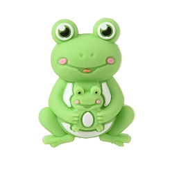 Лягушка Силиконовые бусины на день матери, фокусные бусы, зелёные, лягушка, 29x21.5x14 мм, отверстие : 2.5 мм