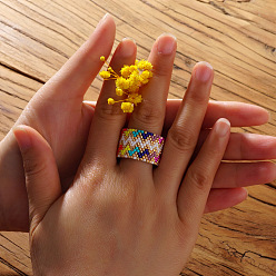 Разноцветный Регулируемые манжеты в стиле бохо 304 из нержавеющей стали и стеклянных бусин, красочный, внутренний диаметр: 20 мм