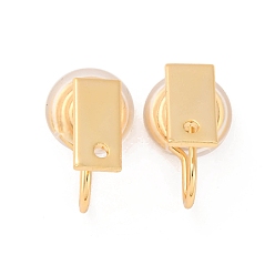 Настоящее золото 18K Латунные ушные манжеты, с петлей, долговечный, без никеля , реальный 18 k позолоченный, 15x9 мм, отверстие : 1.2 мм, Прямоугольник: 10x5 мм