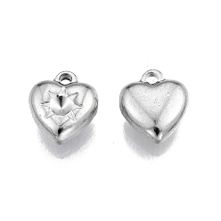 Stainless Steel Color Non-Tarnish 201 Stainless Steel Pendant Rhinestone Settings, Heart, Stainless Steel Color, Fit for 2mm Rhinestone, 9.5x8x3.5mm, Hole: 1.2mm