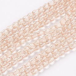 Персиковый Слойка Граненые круглые стеклянные бусины, слеза, розовые, 5x3 мм, отверстие : 0.5 мм, около 85~95 шт / нитка, 16.5~18.7 дюйм (42~47.5 см)