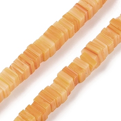 Оранжевый Бусы лэмпворк ручной работы, квадрат с бисером, оранжевые, 5.5~6x5~6x2.5~3 мм, отверстие : 0.7 мм, около 151~153 шт / нитка, 16.14'' (41 см)