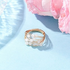 Лунный Камень Кольца из натурального радужного лунного камня, экологичный медный провод, 13.5~15 мм, внутренний диаметр: 18 мм