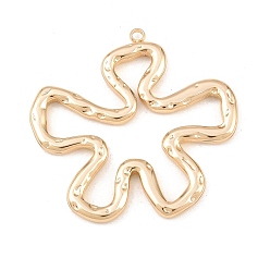 Light Gold 304 Stainless Steel Pendants, Hammered Flower Charms, Light Gold, 37x38x3mm, Hole: 1.8mm