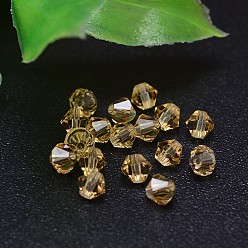 Moccasin Faceted Imitation Austrian Crystal Bead Strands, Grade AAA, Bicone, Moccasin, 6x6mm, Hole: 0.7~0.9mm, about 360pcs/bag