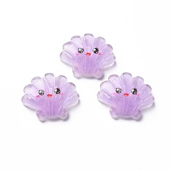 Фиолетовый Прозрачные эпоксидные смолы кабошоны, с блеском порошок, оболочка, фиолетовые, 19x22x7 мм