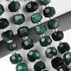 Fuchsite Бусины из натурального фуксита, с бисером, граненые, рондель, 7~8.5x5~7 мм, отверстие : 1 мм, около 44~56 шт / нитка, 14.96~15.55 дюйм (38~39.5 см)