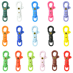 (52) Непрозрачная лаванда 32 шт. 16 цвета помпоны пластиковые поворотные застежки, с карабин-лобстерами , разноцветные, 45.5x17x8.5 мм, отверстие : 5.5x6.5 мм, 2 шт / цвет