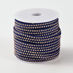 Midnight Blue Rivet Faux Suede Cord, Faux Suede Lace, with Aluminum, Midnight Blue, 3x2mm, about 20yards/roll