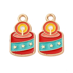 Column Рождественские эмали сплава подвески, золотые, колонка, 19.5x10.5x1.5 мм, отверстие : 2 мм