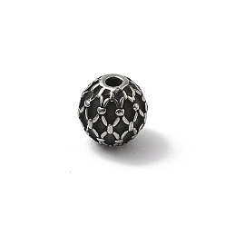 Античное Серебро 304 из нержавеющей стали бусы, круглые, античное серебро, 8 мм, отверстие : 1.8 мм