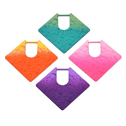 Mixed Color Spray Painted Iron Pendants, Diamond Shaped, Mixed Color, 40x46.5x2mm, Hole: 10.5x14.5mm
