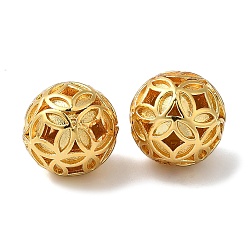 Настоящее золото 18K Покрытие стойки полые латунные бусины, долговечный, без кадмия и без свинца, круглые, реальный 18 k позолоченный, 9.5 мм, отверстие : 1.4 мм