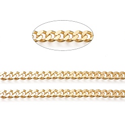 Real 18K Gold Plated Brass Cuban Link Chains, Chunky Curb Chains, Oval, Unwelded, Long-Lasting Plated, with Spool, Real 18K Gold Plated, Link: 7.5x9x2mm, about 16.4 Feet(5m)/roll