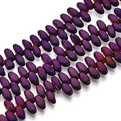 С Фиолетовым Покрытием Гальванические нити из синтетических немагнитных гематитовых бусин, вакуумное покрытие pvd, рис, 2-луночное, с фиолетовым покрытием, 5x2.4x2 мм, отверстие : 0.9 мм, около 222~224 шт / нитка, 14.57~14.96'' (37~38 см)