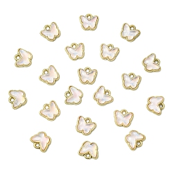 Розовый 20шт подвески из сплава стекла с покрытием стойки, бабочка, золотые, туманная роза, 9x9.5x3.5 мм, отверстие : 1 мм