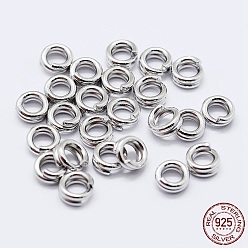 Platinum Rhodium Plated 925 Sterling Silver Split Jump Rings, Double Loop Jump Rings, Round Rings, Platinum, 8x2mm, Inner Diameter: 6mm