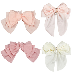 (52) Непрозрачная лаванда 4 шт. 4 стили тканевые заколки для волос из кожи аллигатора с бантом, с абс пластмассовым, разноцветные, 190~220x180~339x5~20 мм, 1 шт / стиль