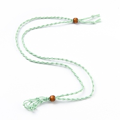 Aquamarine Necklace Makings, with Wax Cord and Wood Beads, Aquamarine, 28-3/8 inch(72~80cm)