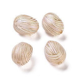 Clear Plating Transparent Acrylic Beads, Golden Metal Enlaced, Egg, Clear, 13x10mm, Hole: 1.6mm, 680pcs/500g