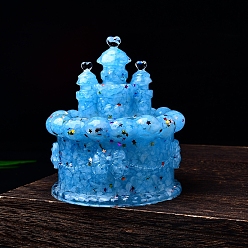 Аквамарин Чаша для размагничивания смолы, с натуральным аквамарином внутри статуй замка для украшения домашнего офиса, 100x60x110 мм