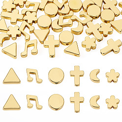 Настоящее золото 18K 36 шт 6 стили латунные бусины, без свинца и без кадмия, реальный 18 k позолоченный, 7~12.5x5.3~10.5x2.5~3.5 мм, отверстие : 1.2~2.4 мм, 6 шт / стиль