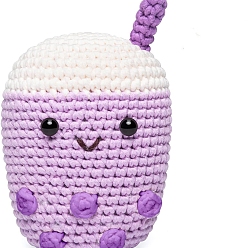 Орхидея Наборы для вязания кружек для чая с молоком своими руками для начинающих, включая крючок для вязания, иглу и пряжу, маркер стежка, инструкции, сиреневые, 12x7 см