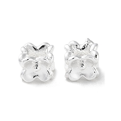 Посеребрённый Латунные бусины, без кадмия, без никеля и без свинца, цветок, 925 серебро покрытием, 6x6x5 мм, отверстие : 2.5 мм