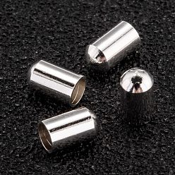 Посеребрённый Латуни конце шнура, долговечный, 925 серебро покрытием, 5x2.5 мм, внутренний диаметр: 2 мм