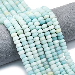 Flower Amazonite Натуральный цветок амазонитовые бусины пряди, матовые, рондель, класс А, 8x5 мм, отверстие : 1.4 мм, около 73~75 шт / нитка, 14.96''~15.16'' (38~38.5 см)
