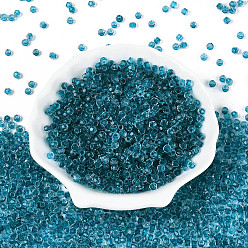 чирок Прозрачные внутри цветные стеклянные бусины, двухконусные, зелено-синие, 4x3~3.5 мм, отверстие : 1.4~1.6 мм, о: 7500 шт / 450 г