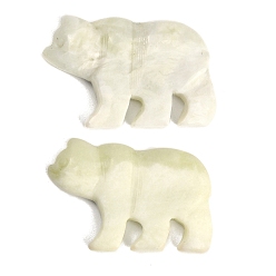 New Jade Natural New Jade Carved Pendants, Zuni Bear Charms, 30~32.5x46~47x6~8mm, Hole: 1mm