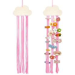 Бледно-Розовый Облако деревянная шпилька для волос заколка для волос подвесной держатель для хранения органайзер, с веревкой, розовый жемчуг, 76~80x18x0.35 см, древесины: 100x180x3.5мм