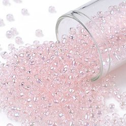 (171L) Dyed Light Pink Transparent Rainbow Тохо 8/0 круглые бусины, японский бисер, (171 l) окрашенная в светло-розовый цвет, прозрачная радуга, 3 мм, отверстие : 1 мм, Около 222 шт / 10 г