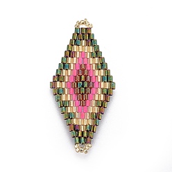 Разноцветный Японский бисер miyuki & toho ручной работы ссылки, Ткацкий станок, ромб, красочный, 43~44.1x19.4~20.2x1.6~1.8 мм, отверстие : 1.6~1.8 мм
