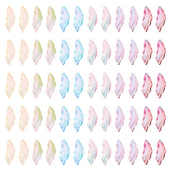 (52) Непрозрачная лаванда 192шт 6 цвета, подвески из прозрачного стекла с росписью для запекания, лист, два тона, разноцветные, 26~26.5x9~9.5x6.5~7.5 мм, отверстие : 1.2~1.5 мм, 32 шт / цвет