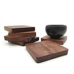 Coconut Brown Black Walnut Wood Cup Mats, Square Coaster, Coconut Brown, 60x60mm