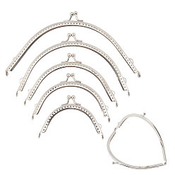 Platinum 5Pcs Iron Purse Frame Handle, for Bag Sewing Craft Tailor Sewer, Platinum, 5 Sizes, 1pc/size