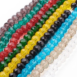 Mixed Color Handmade Glass Beads, Faceted Rondelle, Mixed Color, 10x7mm, Hole: 1mm, about 70~72pcs/strand