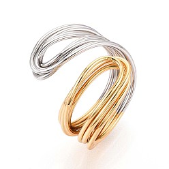 Платиновый & Золотой Латунные байпасные открытые манжеты для женщин, без кадмия и без свинца, платиной и золотом, внутренний диаметр: 18 мм