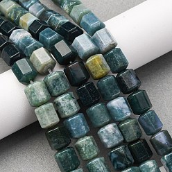 Мосс Агат Природные моховой агат бисер нитей, шестиугольник призма, 10~11x9~10 мм, отверстие : 0.8 мм, около 39~40 шт / нитка, 15.16''~15.55'' (38.5~39.5 см)