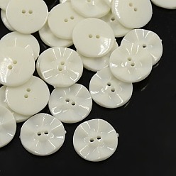 Белый Акриловые швейные пуговицы , пластиковые пуговицы для одежды , 2-луночное, окрашенные, плоско-круглые, белые, 20x3 мм, отверстие : 1 мм