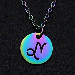 Козерог Ожерелье с подвеской в виде созвездия из нержавеющей стали радужного цвета для женщин, Козерог, 15.75 дюйм (40 см)