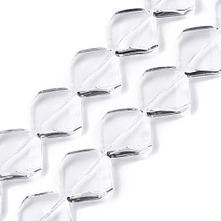 Прозрачный Прозрачные стеклянные бусины, ромб, прозрачные, 20x20x6~7 мм, отверстие : 1 мм, около 19 шт / нитка, 14.96 дюйм (38 см)