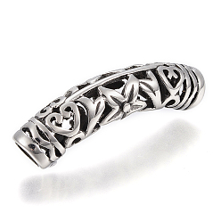 Antique Silver 304 Stainless Steel Tube Beads, Antique Silver, 44x10mm, Hole: 6mm