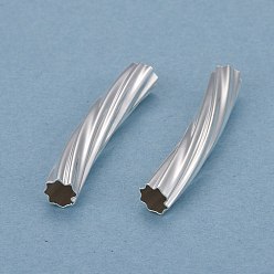925 Sterling versilbert Messingrohr Perlen, langlebig überzogen, gebogene Perlen, Drallrohr, 925 Sterling versilbert, 25x4 mm, Bohrung: 3 mm