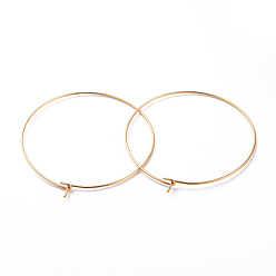 Real 18K Gold Plated 316 Surgical Stainless Steel Hoop Earring Findings, Wine Glass Charms Findings, Real 18k Gold Plated, 40x0.7mm, 21 Gauge